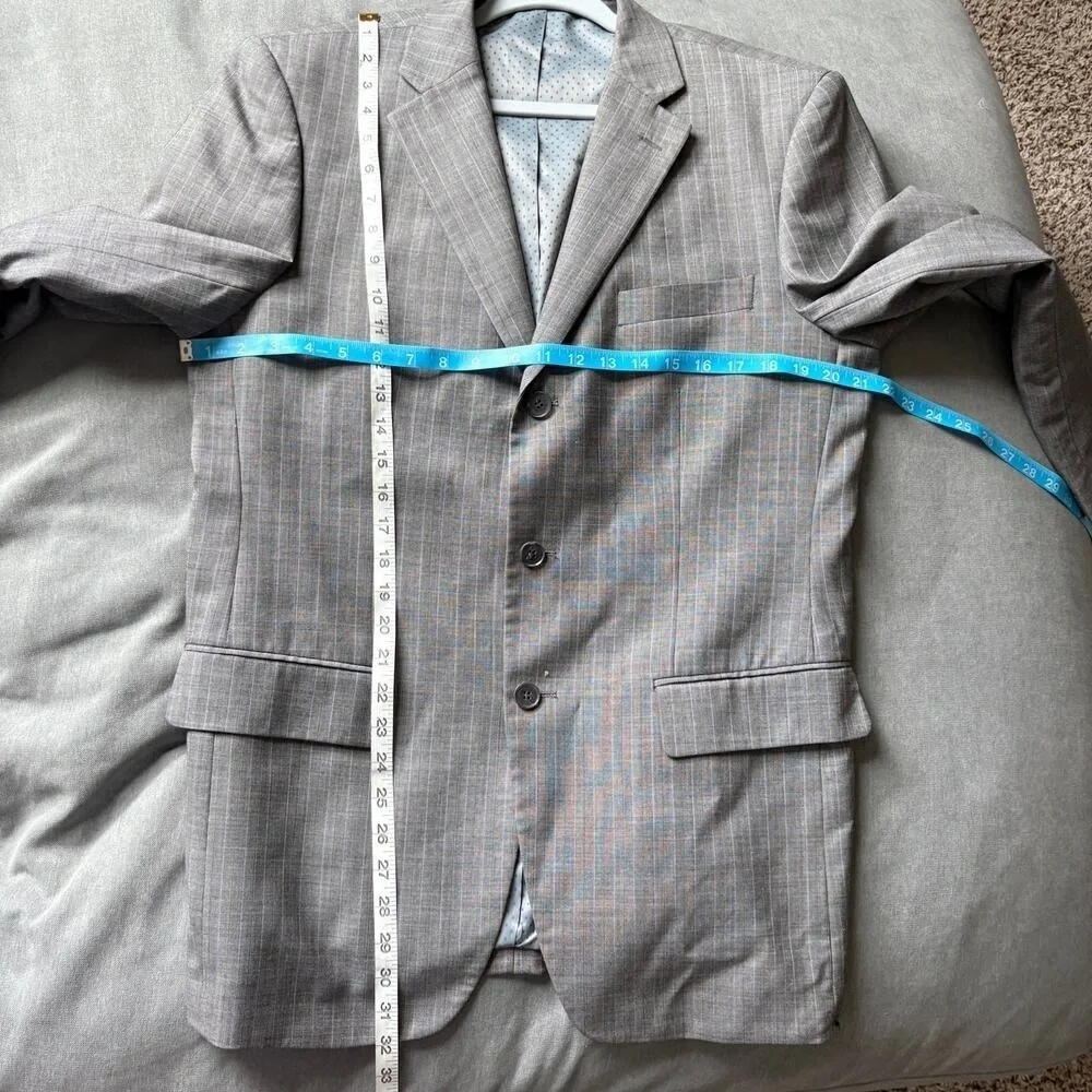 Bachrach gray wool blazer 2 button pinstripe suit jacket 40R